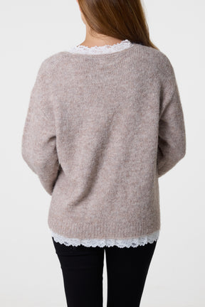 Lace Bow Knitted Jumper