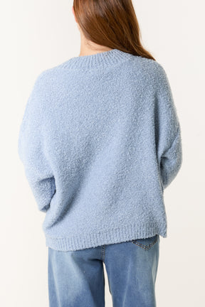 Soft Knit Flower High Crew Neck Jumper