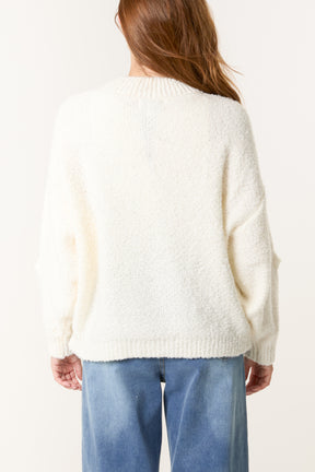 Soft Knit Flower High Crew Neck Jumper