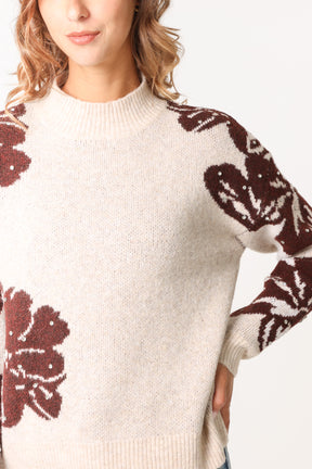 Embellished Floral High Neck Jumper
