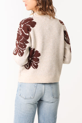 Embellished Floral High Neck Jumper