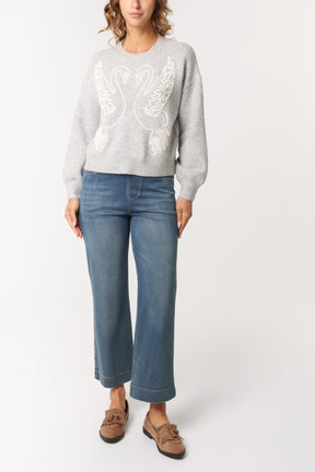 Swan Embroidered Knit Jumper