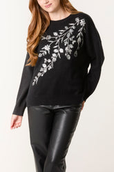 Sequin Embellished Leaf Jumper