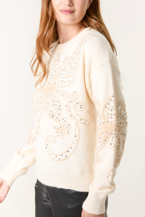 Butterfly Embroidered Sequin Jumper