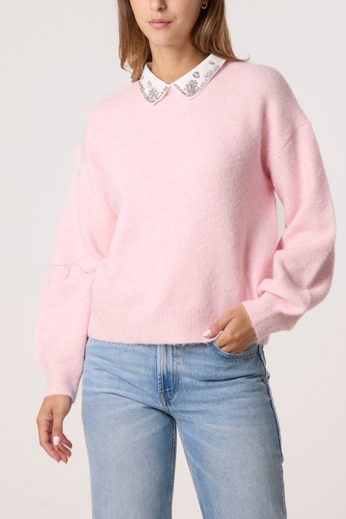 Peter Pan Embellished Collar Jumper