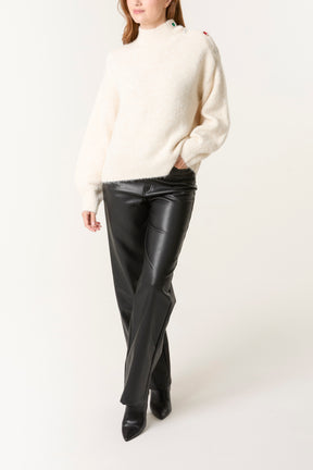 Jewel Shoulder High Neck Knit Jumper