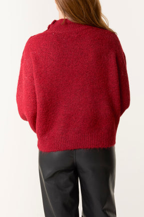 Jewel Shoulder High Neck Knit Jumper
