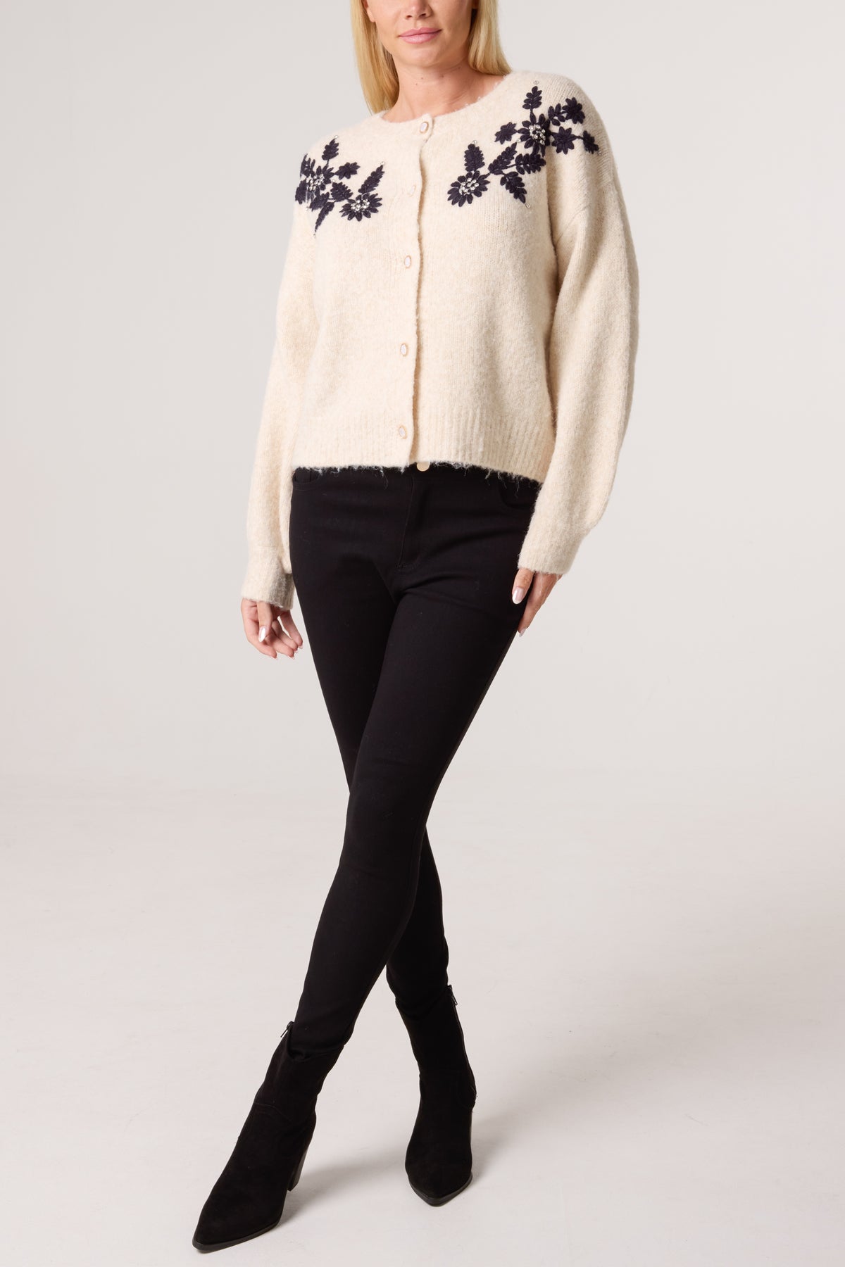Embroidered & Embellished Flower Cardigan