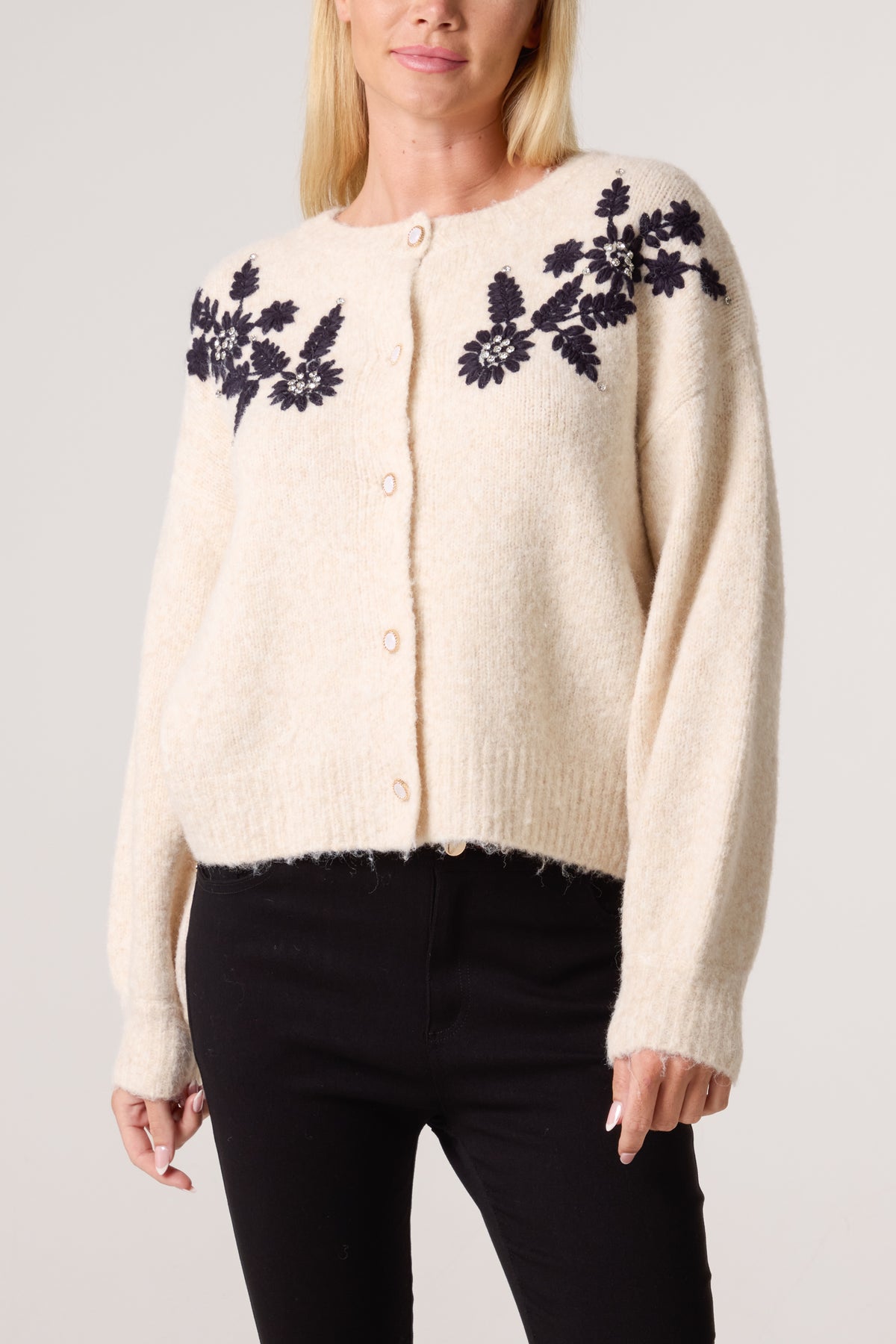 Embroidered & Embellished Flower Cardigan