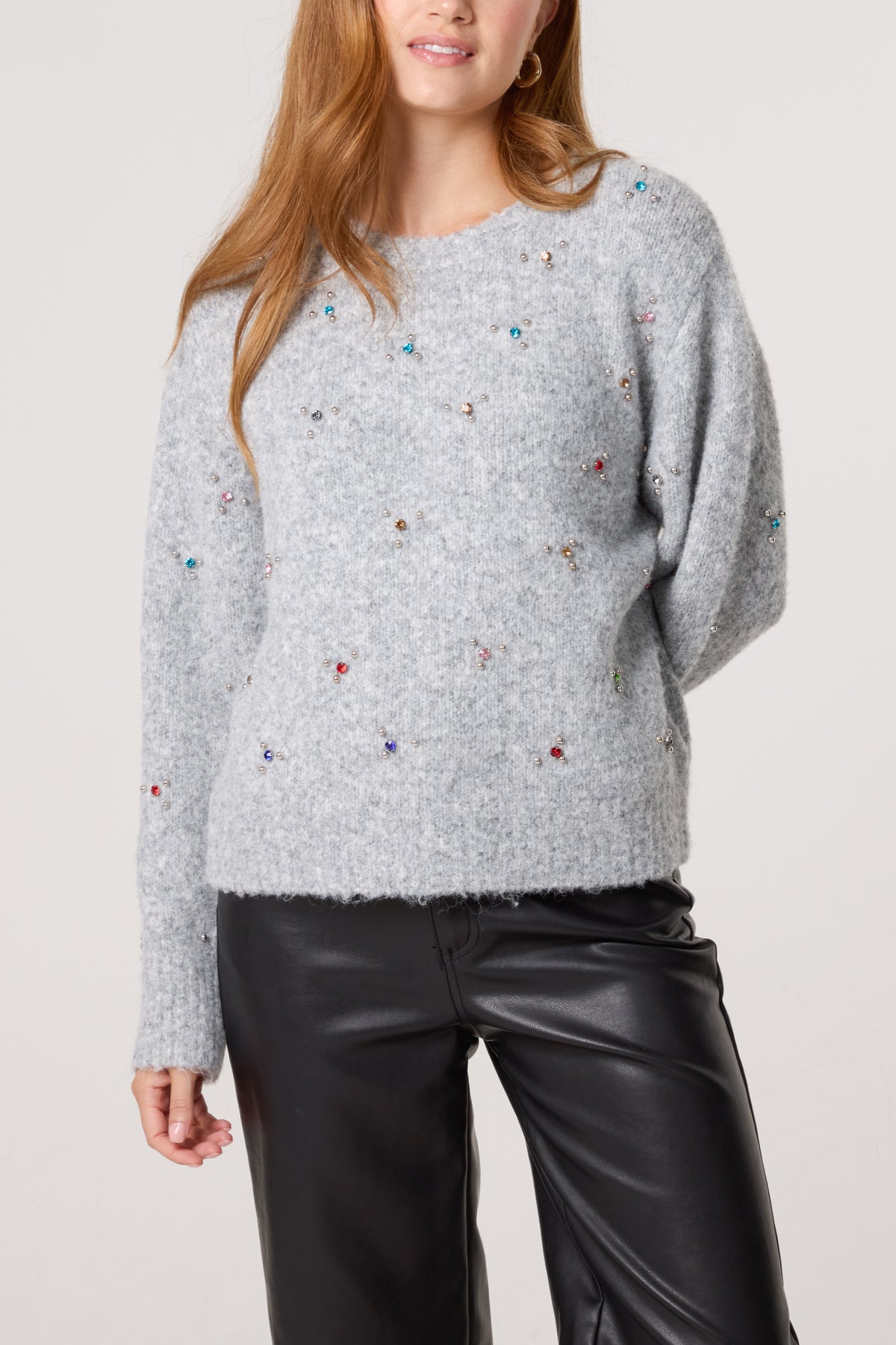 Colourful Diamante Embellished Knit Jumper