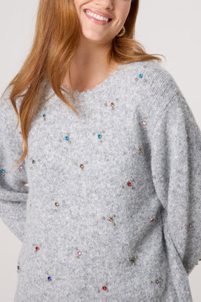 Colourful Diamante Embellished Knit Jumper