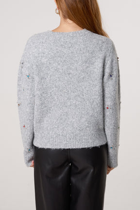 Colourful Diamante Embellished Knit Jumper