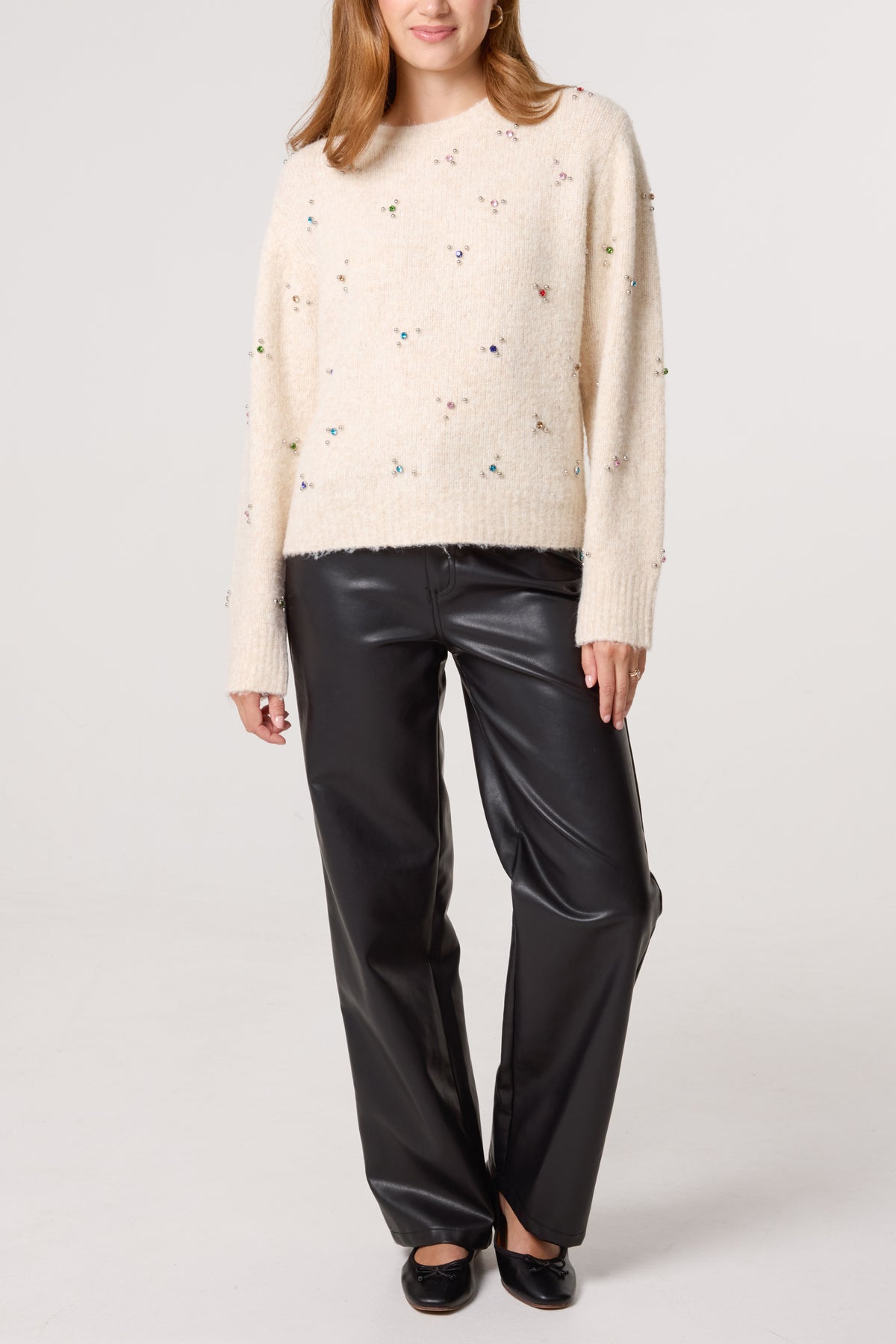 Colourful Diamante Embellished Knit Jumper