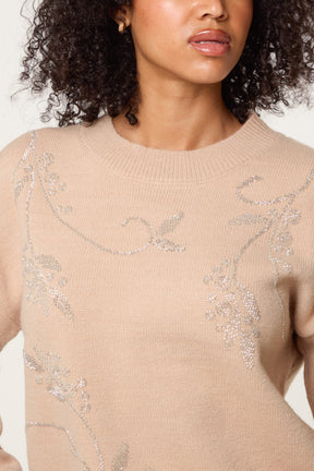 Sparkling Leaf Sequin Jumper