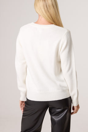 Diamante Flowers Crew Neck Knit Jumper