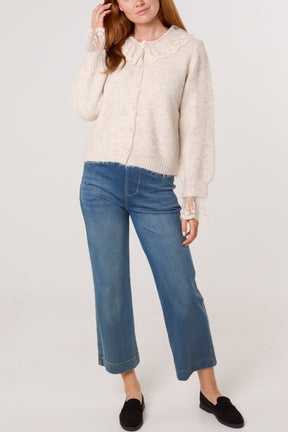 Lace Collar & Cuff Knit Cardigan