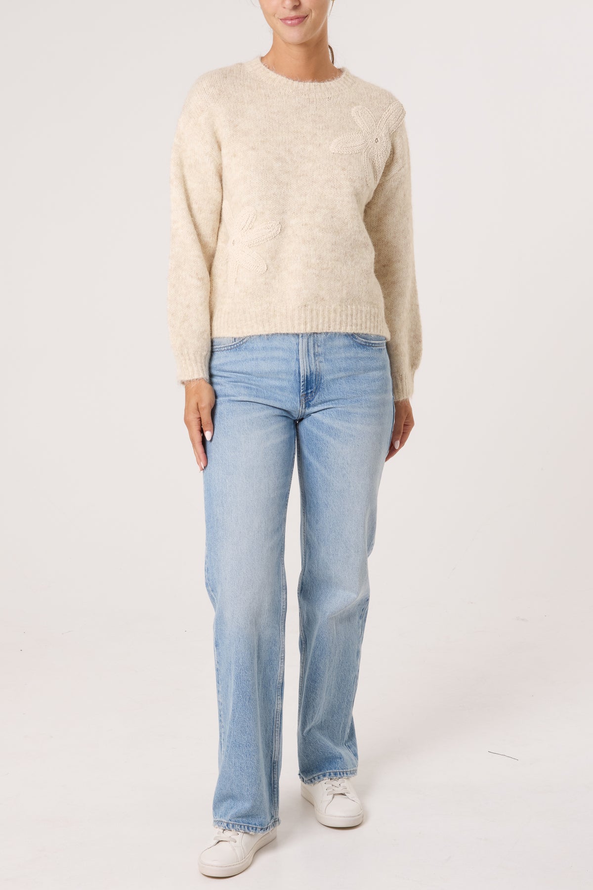 Crochet Flowers Knit Jumper