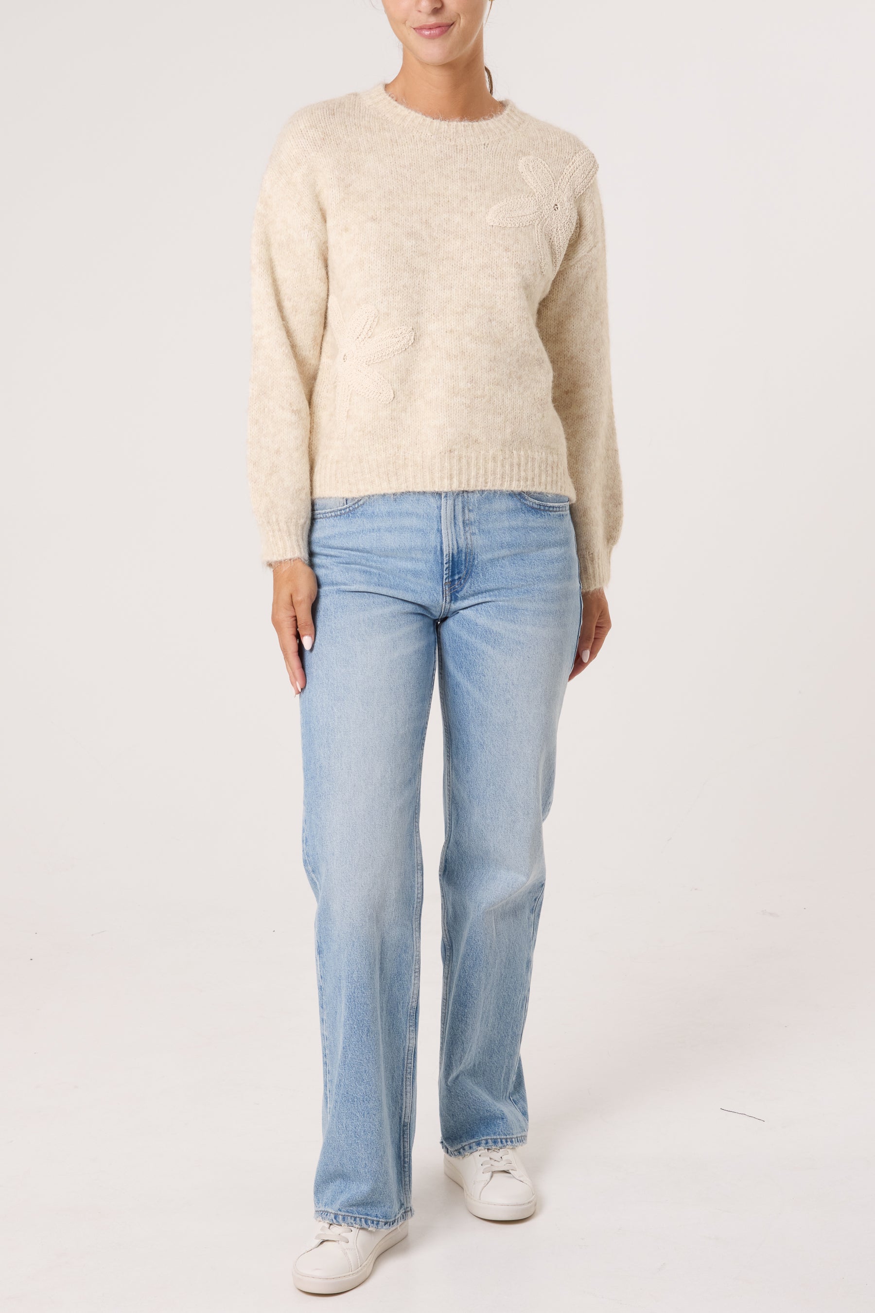 Crochet Flowers Knit Jumper
