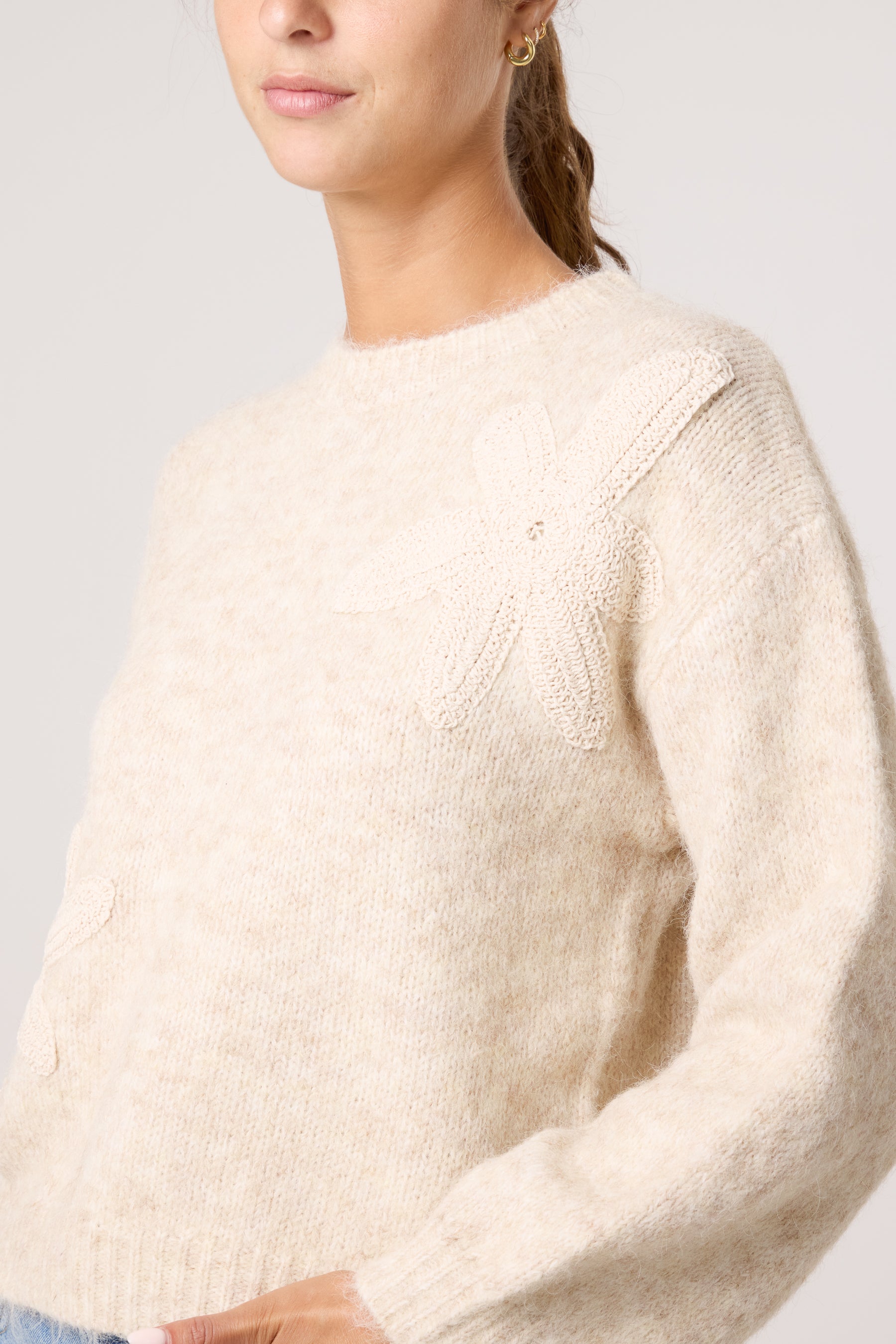 Crochet Flowers Knit Jumper