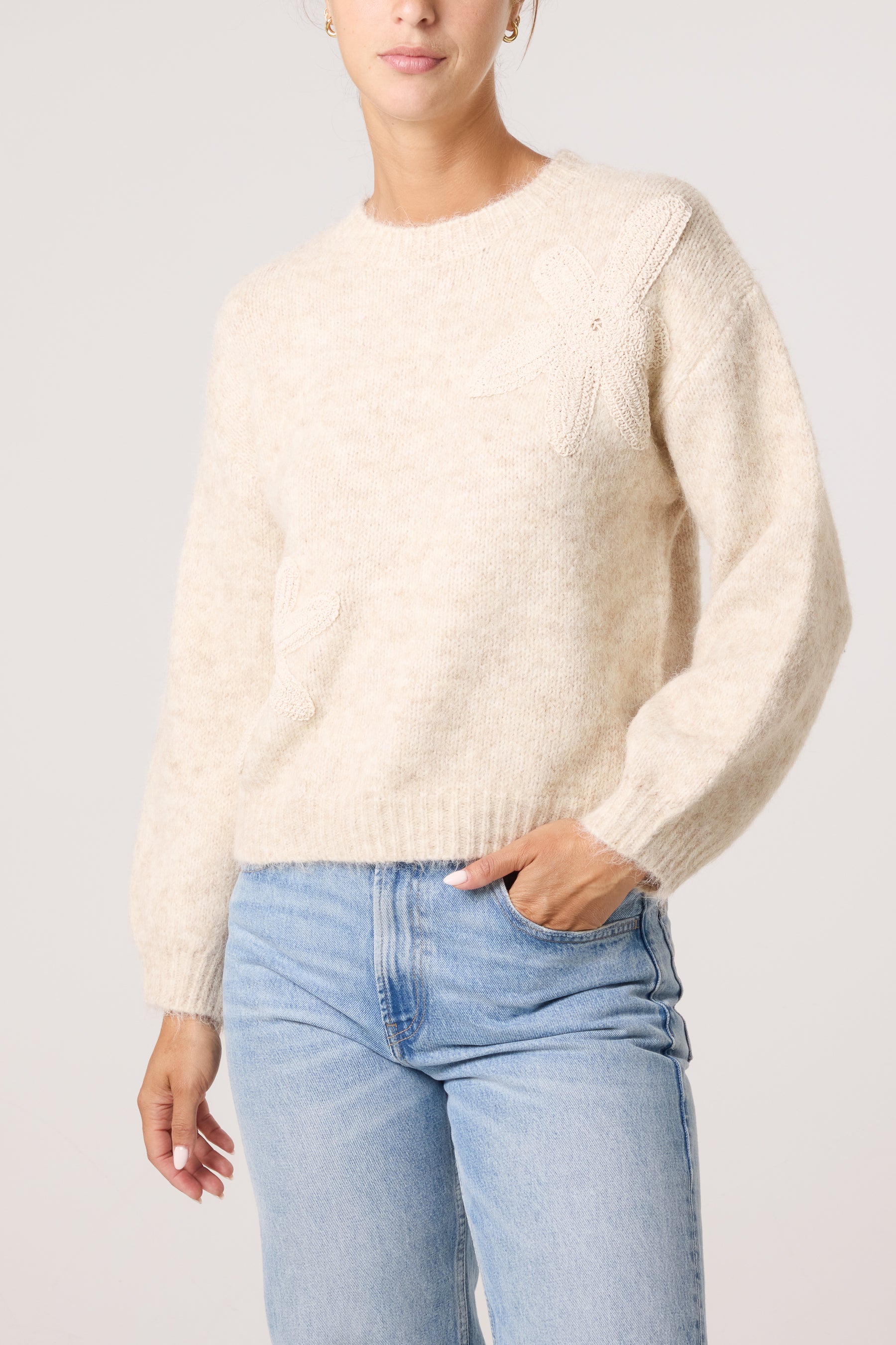 Crochet Flowers Knit Jumper