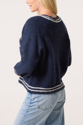 Varsity Bear Knit Cardigan