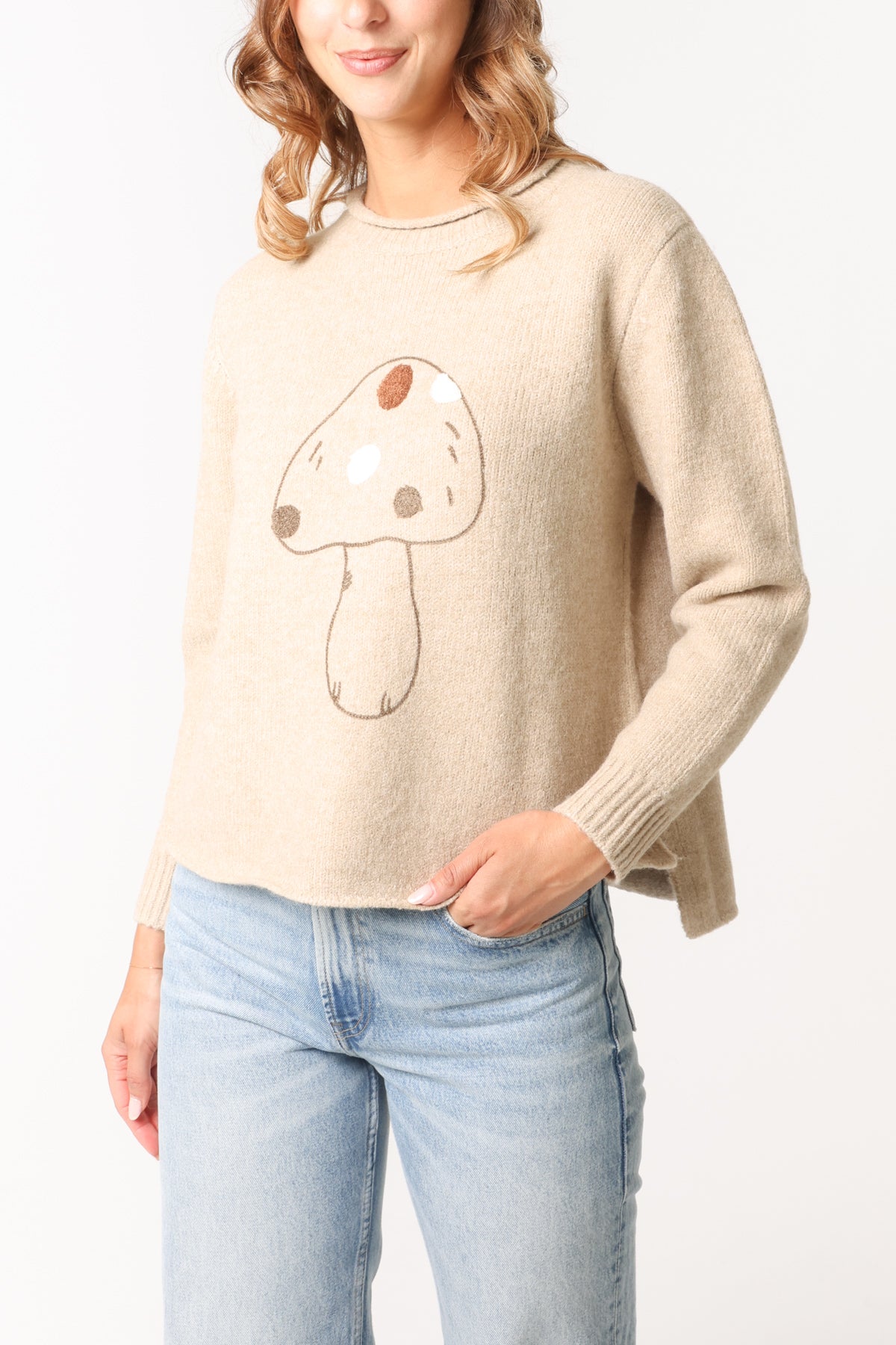 Embroidery & Flocking Mushroom Knit Jumper