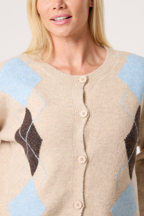 Diamond Argyle Round Neck Cardigan