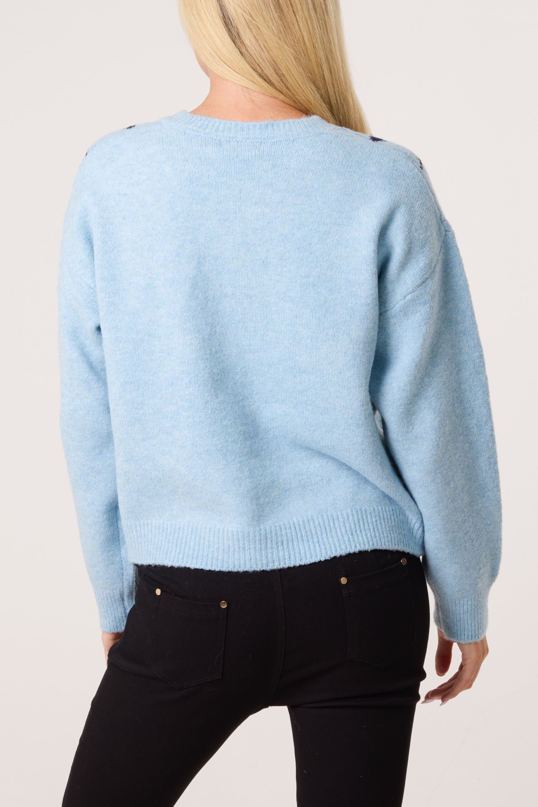 Diamond Argyle Round Neck Cardigan