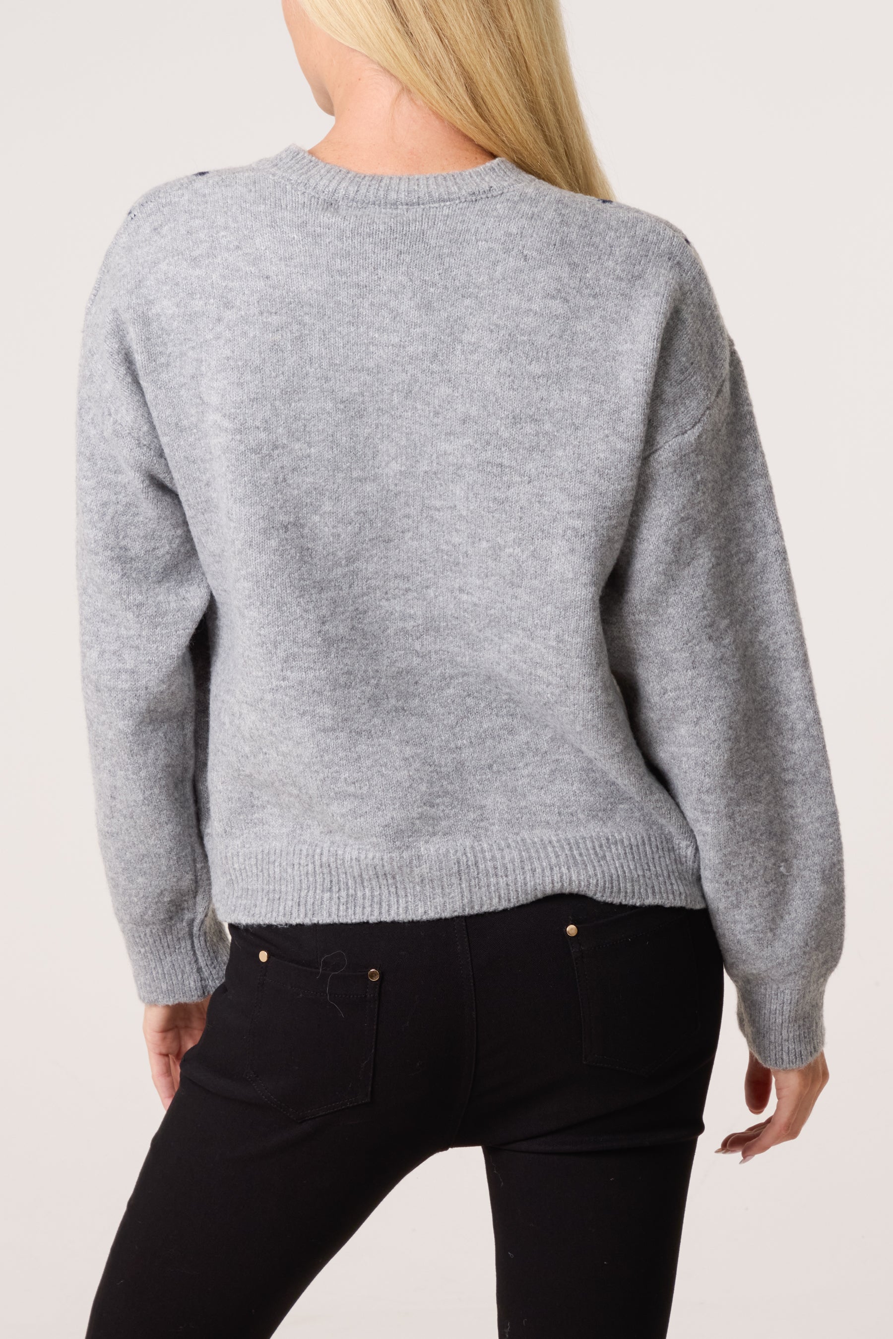 Diamond Argyle Round Neck Cardigan