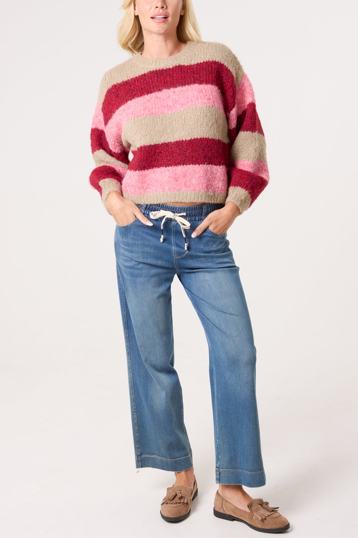 Striped Soft Knit Crew Neck Jumper