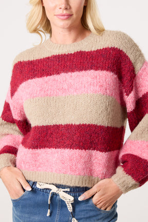 Striped Soft Knit Crew Neck Jumper