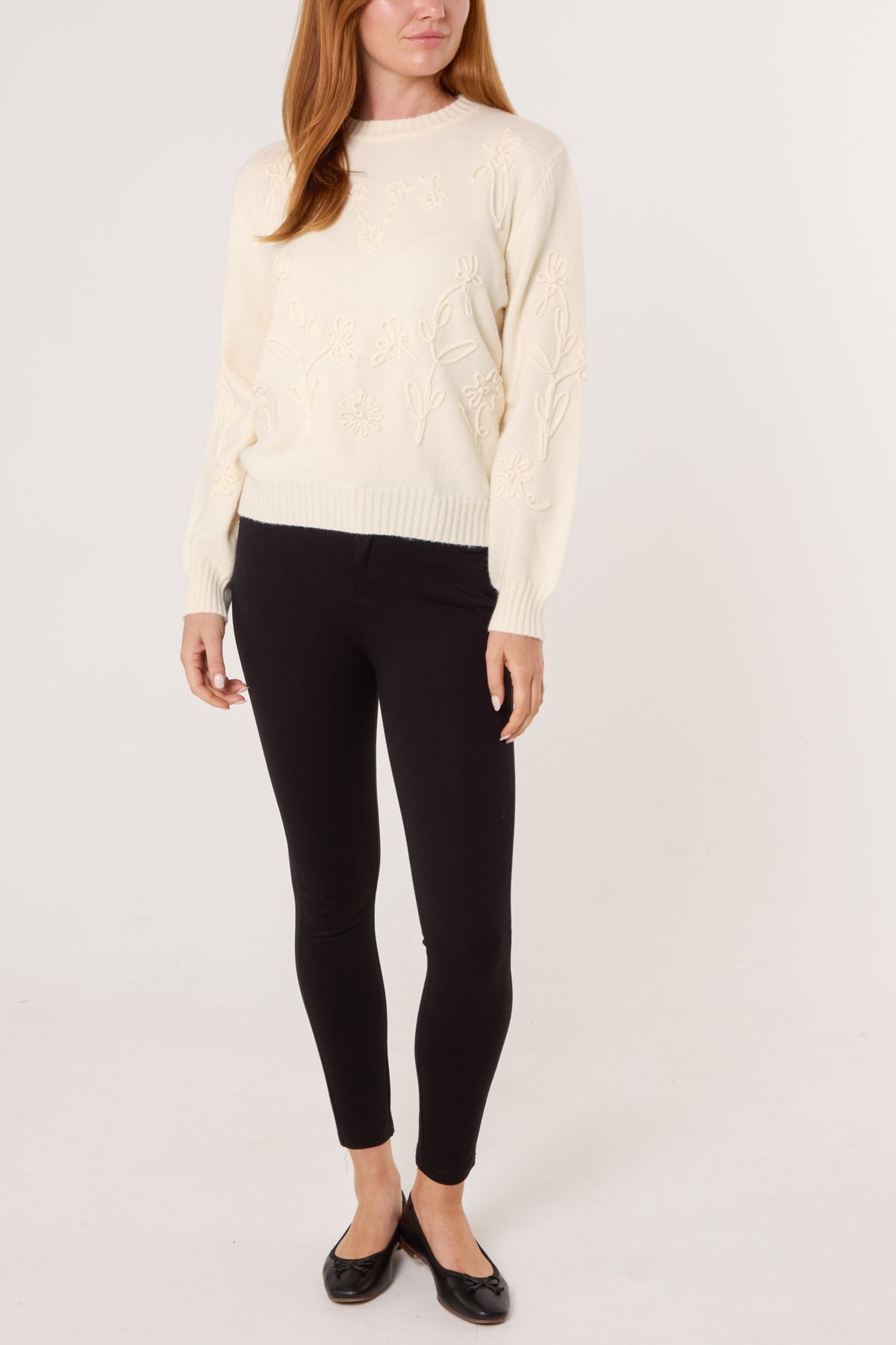 Embroidered Flower Knit Jumper