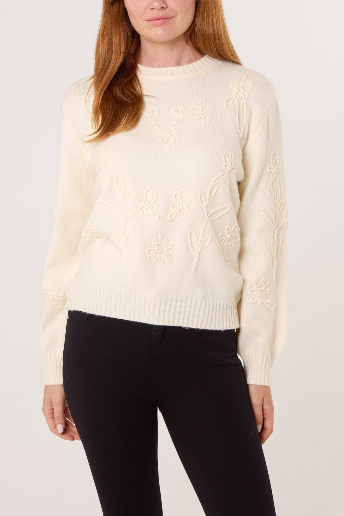 Embroidered Flower Knit Jumper