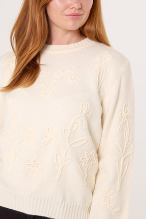 Embroidered Flower Knit Jumper