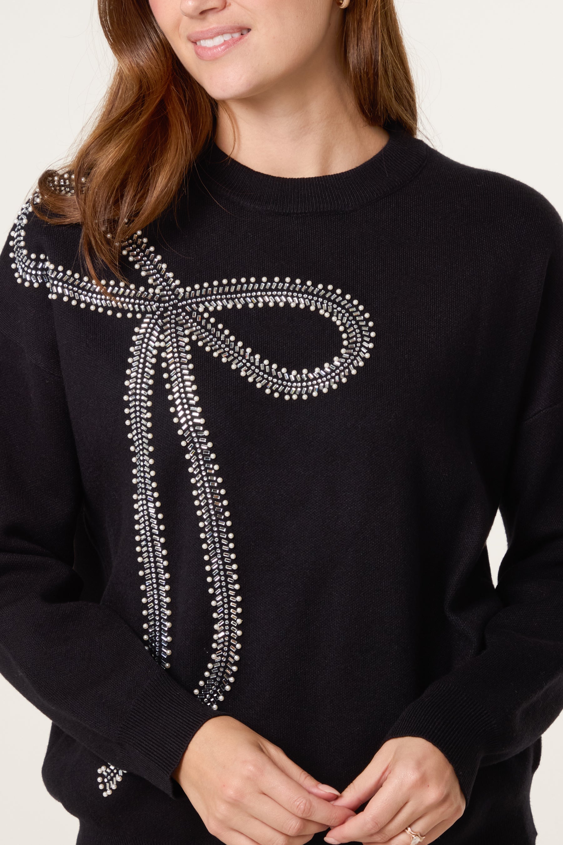 Diamante Bow Fine Knit Jumper
