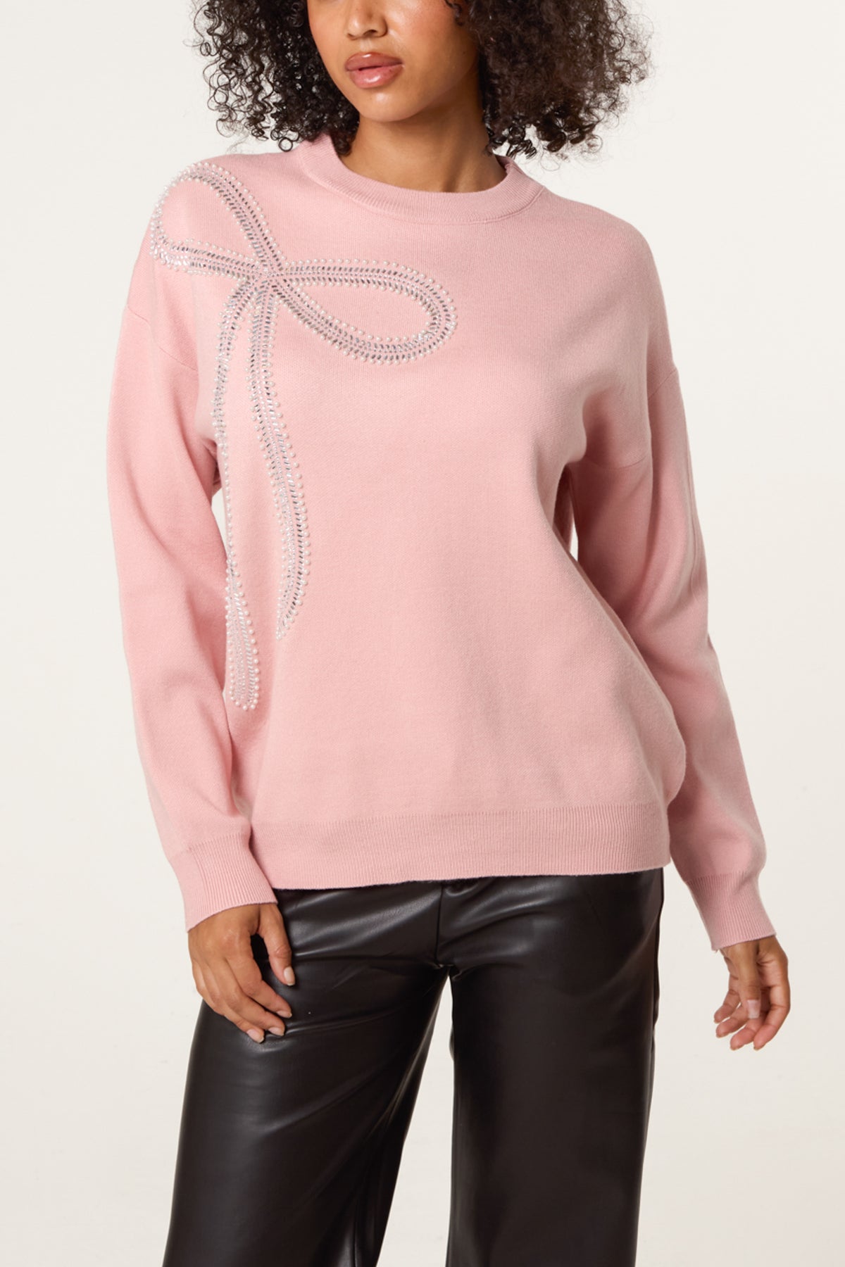 Diamante Bow Fine Knit Jumper