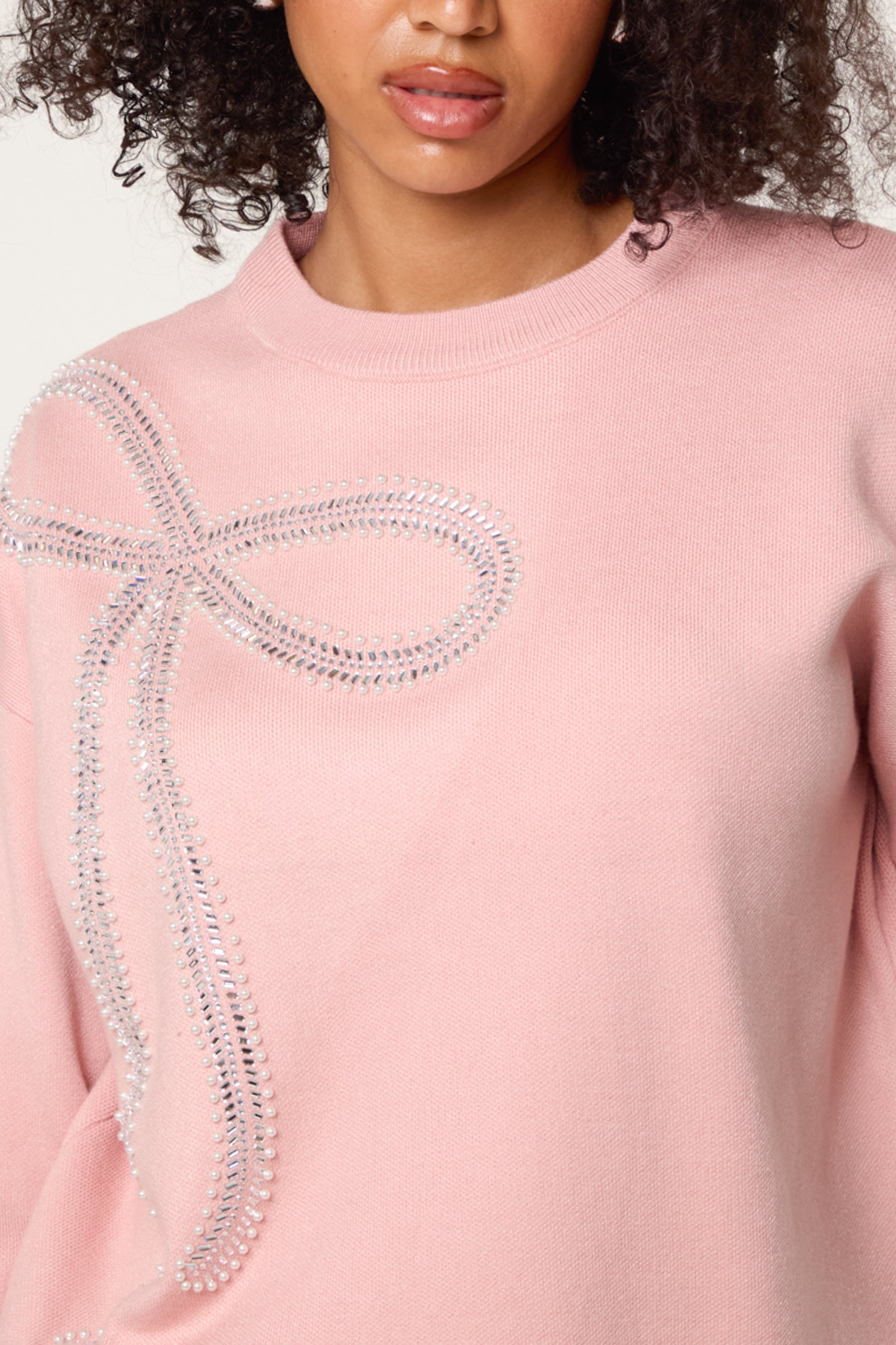 Diamante Bow Fine Knit Jumper