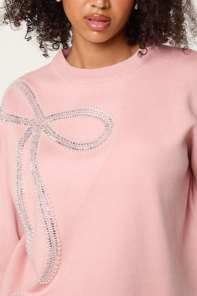 Diamante Bow Fine Knit Jumper