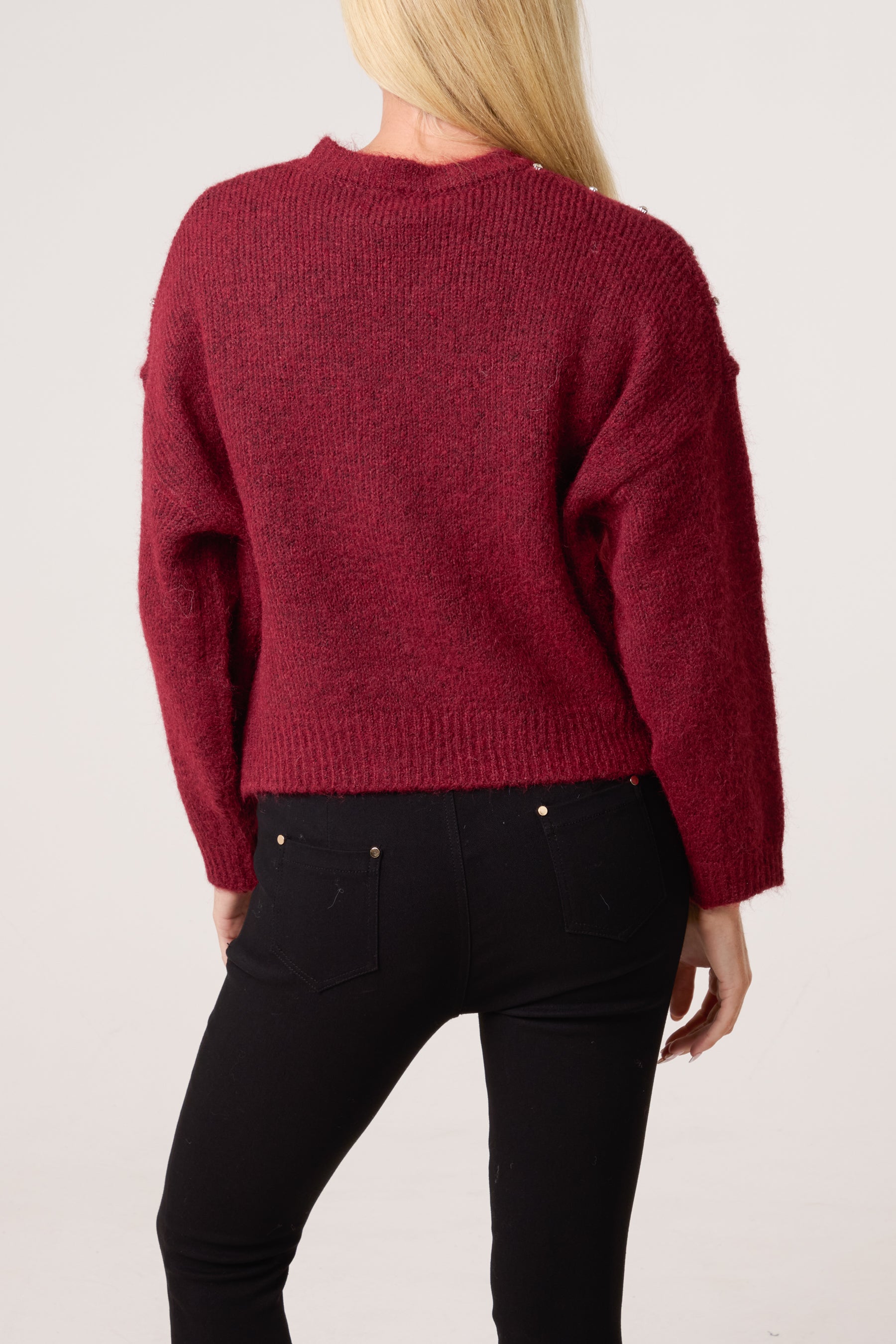 Diamante Round Neck Knit Jumper