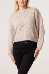 Diamante Round Neck Knit Jumper