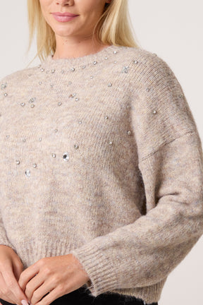 Diamante Round Neck Knit Jumper