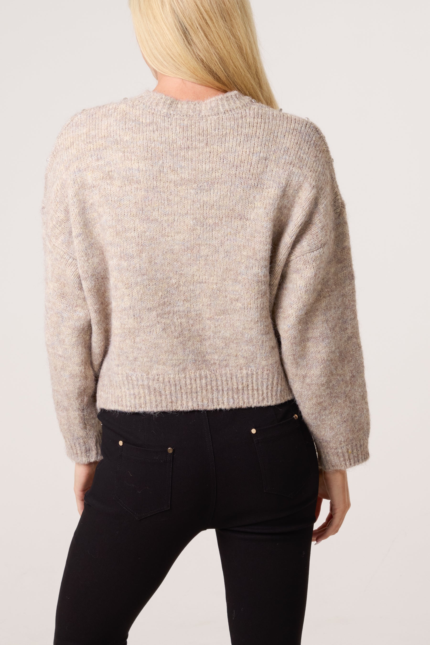 Diamante Round Neck Knit Jumper