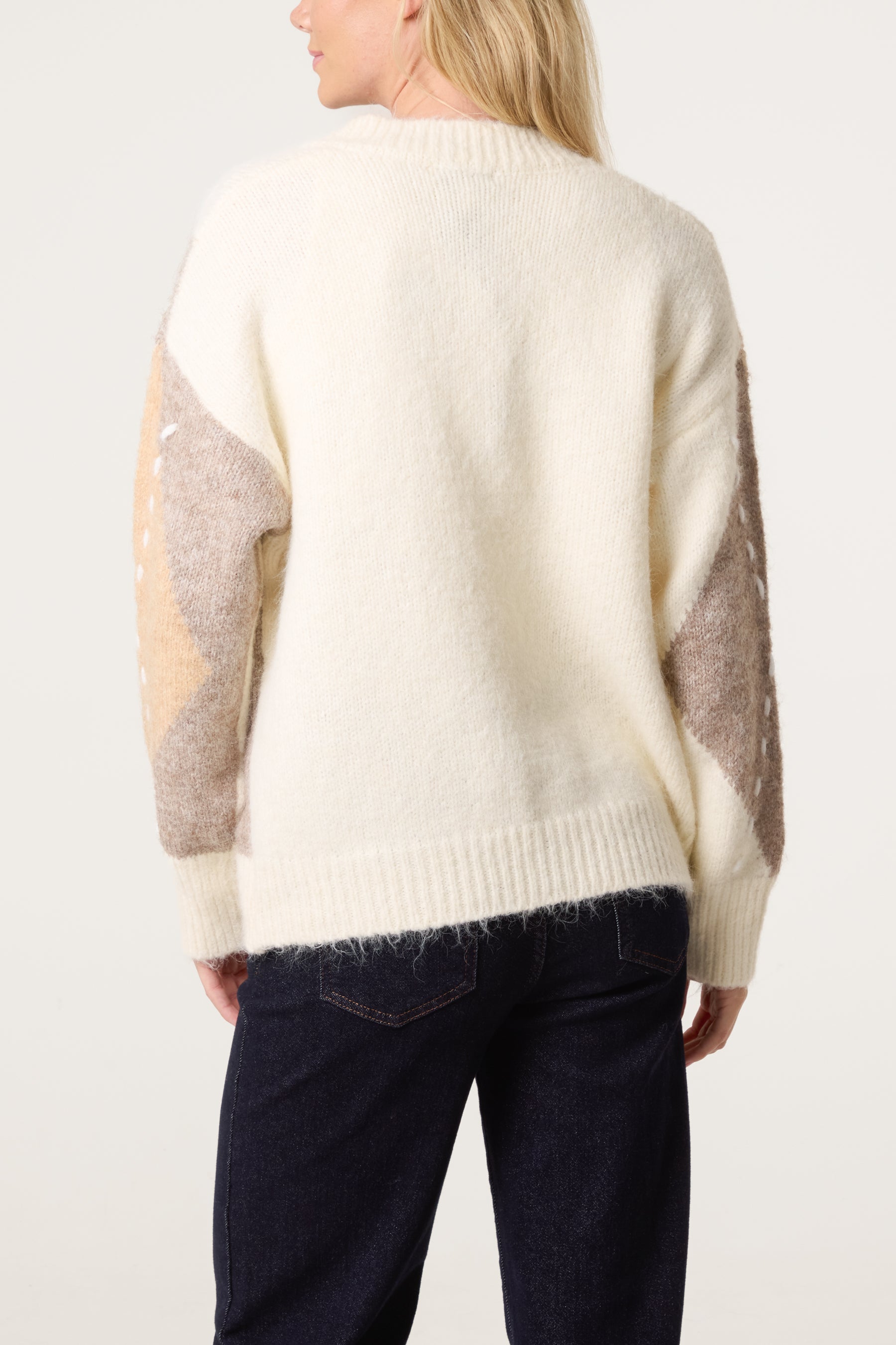 Stitched Argyle Pattern Jumper