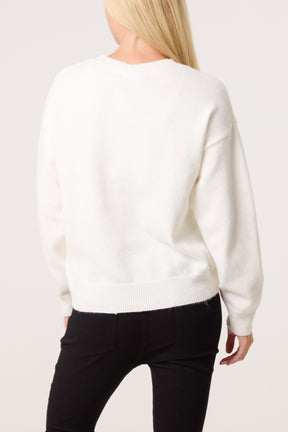 Gold Embellished & Embroidered Floral Jumper