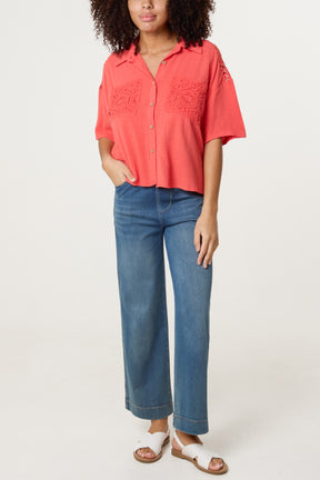 Crochet & Linen Loose Fit Shirt