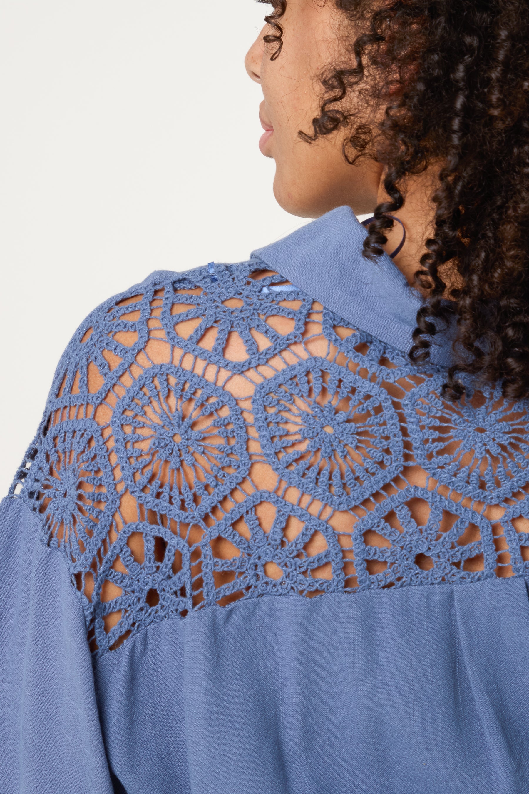 Crochet & Linen Loose Fit Shirt