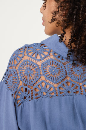 Crochet & Linen Loose Fit Shirt