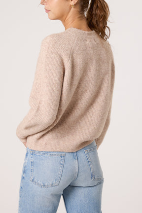 Print Buttons Round Neck Knit Cardigan