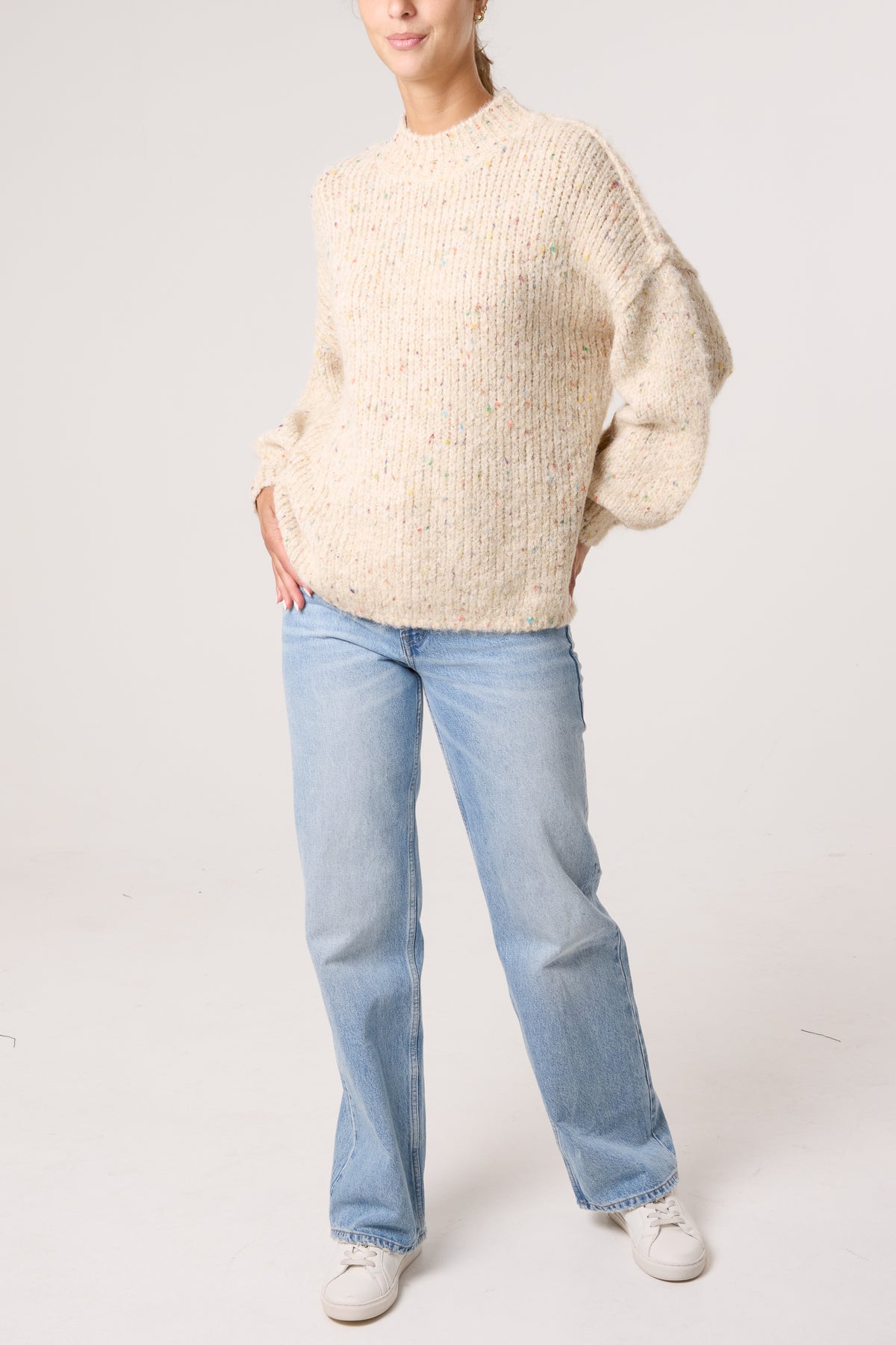 Space Dye Crew High Neck Knit Jumper