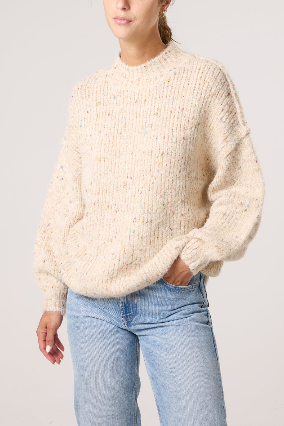 Space Dye Crew High Neck Knit Jumper
